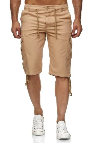 Reslad Leinenhose Reslad Leinen Cargo Shorts Männer Strandhose Herren Leinenhose 3/4 (1-tlg) Strandhose im Leinen-Look mit Cargotaschen
