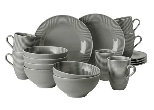 Seltmann Weiden Frühstücks-Geschirrset Beat Perlgrau 18tlg. - Elegantes 18-teiliges Frühstücksservice aus feinem Porzellan, perfekt für stilvolle Morgenstunden.