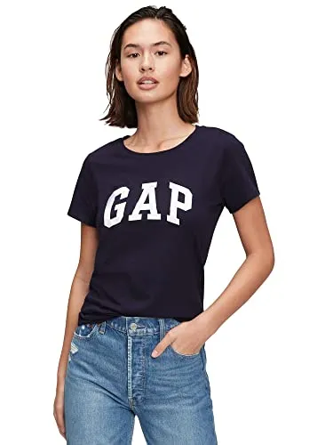 Gap Damen Classic Logo T-Shirt., Marineblaue Uniform, Groß