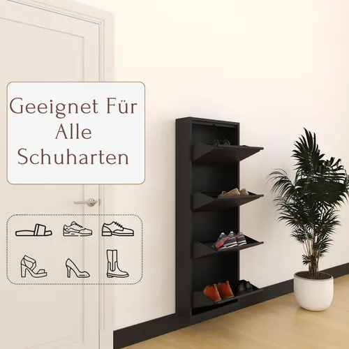 Schuhkipper, Metall 50 x15 x 135 cm, schwarz RAL 9005 in schwarz von Mades GmbH