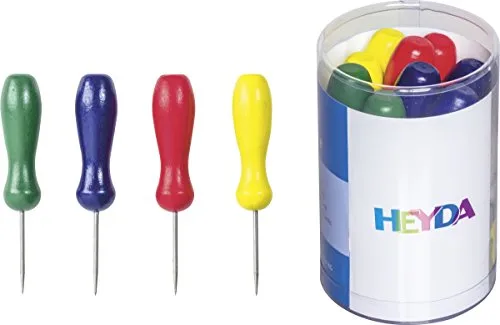Heyda 204889595 Prickelnadeln, farbig, 4 Grifffarben sortiert: gelb, rot, Blau, Grün