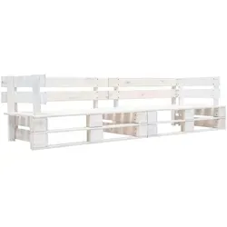 Garten-Palettensofa Weiß aus Kiefernholz, 220x55x66 cm - Genießen Sie entspannte Stunden im Freien mit diesem eleganten Garten-Palettensofa aus witterungsbeständigem Kiefernholz. Ideal für Terrasse oder Garten, bietet es mit der richtigen Kissenkombination höchsten Komfort.