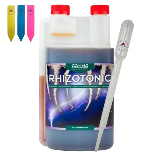 Canna Rhizotonic 1 Liter mit Dosierpipette - Canna Rhizotonic 1 Liter – Organischer Wurzelaktivator zur Unterstützung eines kräftigen Wurzelwachstums. Ideal für Jungpflanzen und vielseitig einsetzbar auf Erde, Kokos und Hydrokultur.
