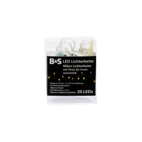 Lichterkette 20 Micro LED warmweiss Zeitschaltfunktion für Innen