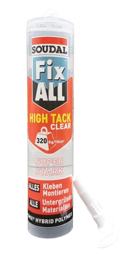 Soudal Fix All High Tack, Kleb- und Dichtstoff, Klar, 305 g, Hyprid Polymer