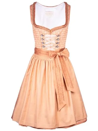 Krüger Dirndl Rixa Ocker | 60cm mit Schnürung | Damen Gr 40 in orange von Krüger
