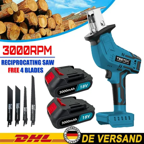 Makita Säbelsäge JR3051TK - 1200 W, Schnittleistung bis 255mm, stufenlos regelbar und inklusive Koffer mit 3 Reciproblättern