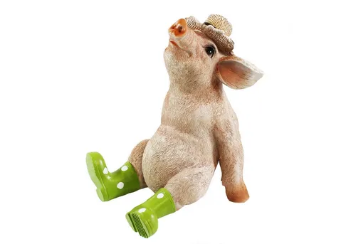 colourliving Tierfigur Deko Schwein Erich mit Hut und Stiefel Schweine Figuren Dekofigur, handbemalt mit viel Liebe zum Detail, wetterfest und pflegeleicht