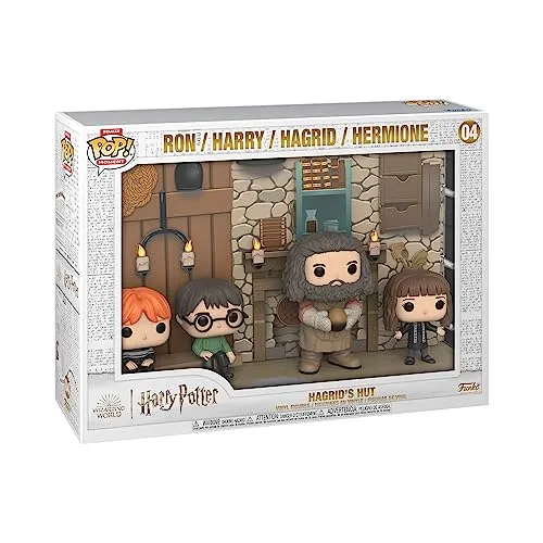 Funko Pop! Moments Deluxe: Harry Potter - Hagrid’s Hut - Chibi Figuren, Deluxe-Sammelfigur mit Ron, Harry, Hagrid und Hermine, ideal für Sammler und Fans der Harry Potter Reihe.