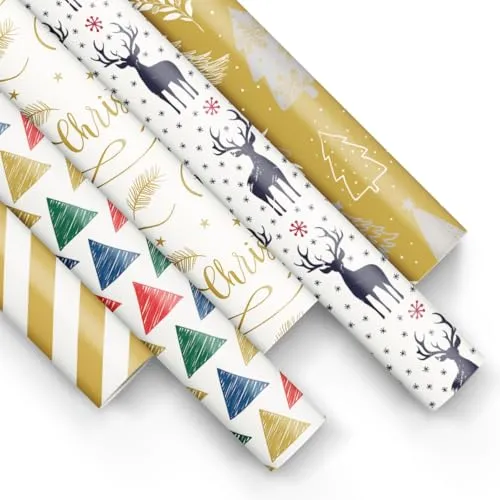 PAW Geschenkpapier 200 x 70 cm, 5 Rollen - Frohe Feiertage