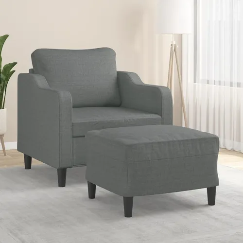 vidaXL Sessel mit Hocker Dunkelgrau 60 cm