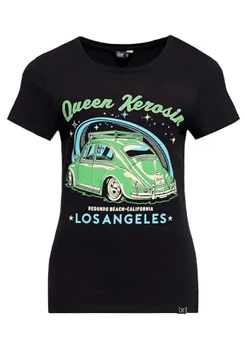 Queen Kerosin Damen T-Shirt Oldtimer Kultauto Vintage Car Retro Los Angeles Damen Slim Fit Los Angeles