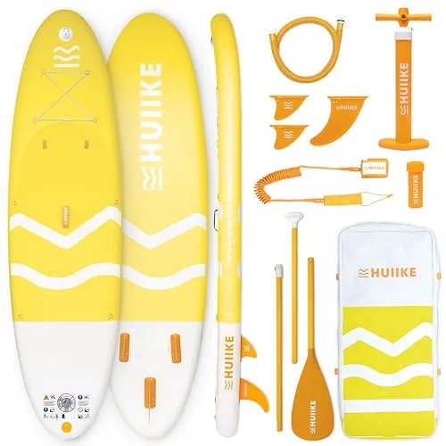 HUIIKE Stand Up Paddling Board mit Zubehör, Paddel, Finnen, Pumpe. Paddle Sup Board Aufblasbar Hohe Stabilität und Widerstandsfähigkeit. 305 x 84 x 15 cm, Belastbar bis 130 kg