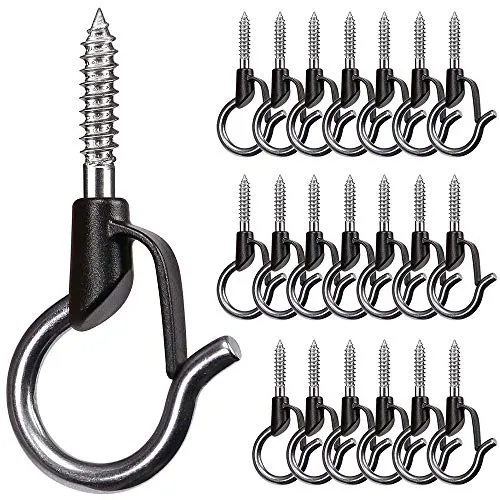 BeneLabel 20er Schraubhaken Lichterkette Hake Zum Einschrauben für Outdoor-Garten Hängende Pflanze, String Draht, Tassen, Küchenutensilien mit Sicherung, 4.8cm / 40lbs, Schwarz