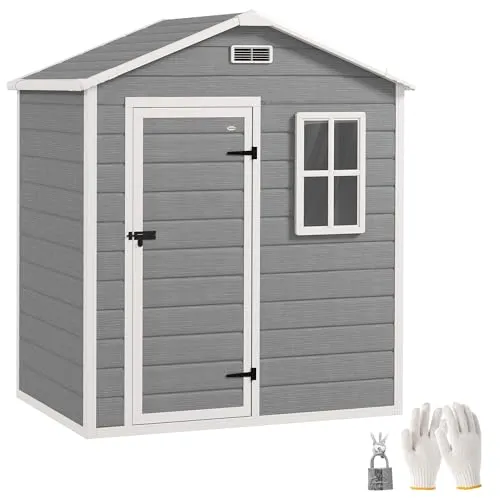 Outsunny Gerätehaus 1,9m² mit Satteldach - Geräumiger Geräteschuppen (182 x 121 x 200 cm) aus wetterfestem Material, ideal für die Aufbewahrung von Gartengeräten. Mit abschließbarer Tür und optimaler Belüftung für sicheren Schutz im Außenbereich.
