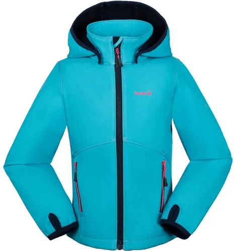 Kamik Kid's Faye Softshelljacke - Gr. 104 Türkis - Sportliche Softshelljacke für Kinder, winddicht und ideal für Outdoor-Aktivitäten; inklusive Daumenschlaufen und Kapuze für optimalen Schutz.