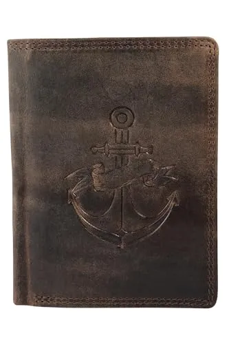 Akzent Geldbörse für Herren aus Leder in Braun, Geldbeutel mit Druckknopf in 9 x 12 x 2 cm