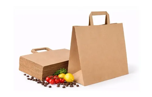 Papiertragetasche, Geschenktüten, 22+10x28 cm Braun- 250 Stück