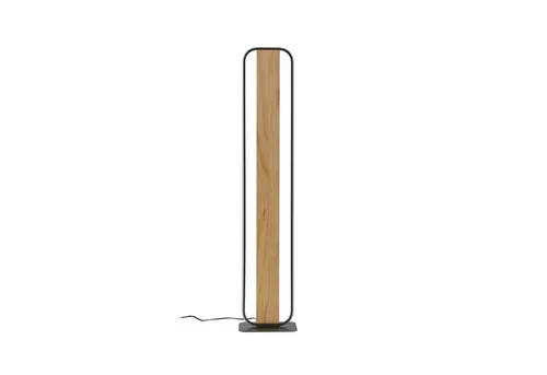 Lindby Stehlampe Romilda, LED 25,5 W warmweiß - Standleuchte aus Aluminium und Holz mit grauem Lichtrahmen, ideal für stimmungsvolles Licht und bequem steuerbar über Trittschalter.