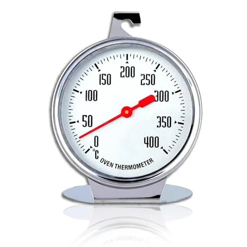 Edelstahl Backofen-Thermometer, 7 cm Messbereich 0°C bis 400°C Edelstahl Ofenthermometer, Backofen Thermometer zum Aufhängen und Hinstellen Backofenthermometer Digital Temperaturmessger