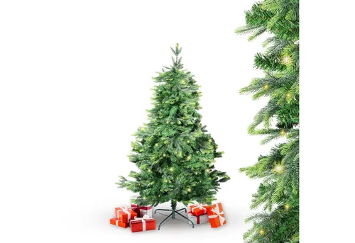 Gartenpirat Künstlicher Weihnachtsbaum BonTree Tanne mit LED Beleuchtung warmweiß Christbaum, Natürliches Aussehen, Hochwertig, Einfacher Aufbau, mit LED´s