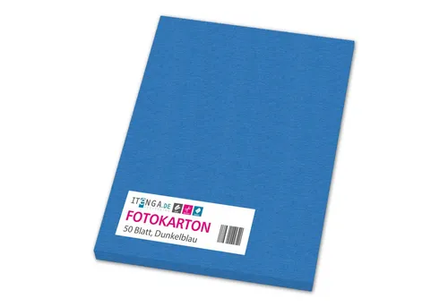 itenga Bastelkartonpapier itenga Fotokarton A4 DUNKELBLAU 50 Blatt 300 g/qm