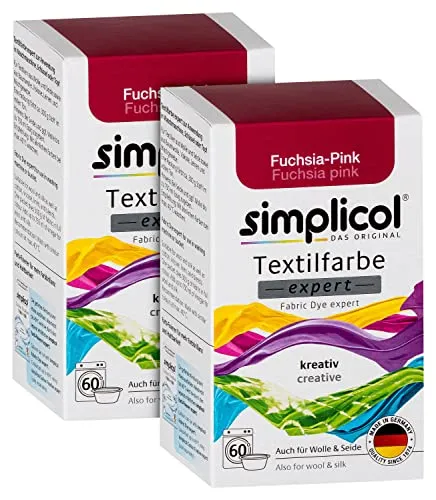 simplicol Textilfarbe expert Fuchsia-Pink 1705 2er Pack: Farbe für kreatives, einfaches Färben in der Waschmaschine oder manuell, 150 g (2er Pack)