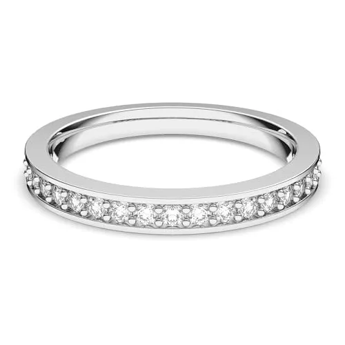 Swarovski Fingerring mit Swarovski-Kristall, silberfarben Größe 52 - Eleganter Ring aus rhodiniertem Metall mit funkelndem Swarovski-Kristall, ideal für besondere Anlässe oder als stilvolles Accessoire.