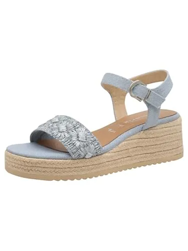 Tamaris Sandalette Damen Keilabsatz blau, EU 40 - Wanderschuhe mit TOUCH-IT Funktion für optimalen Tragekomfort und angenehmes Laufgefühl. Ideal für jeden Anlass und einfaches An- und Ausziehen durch den Schließeverschluss.