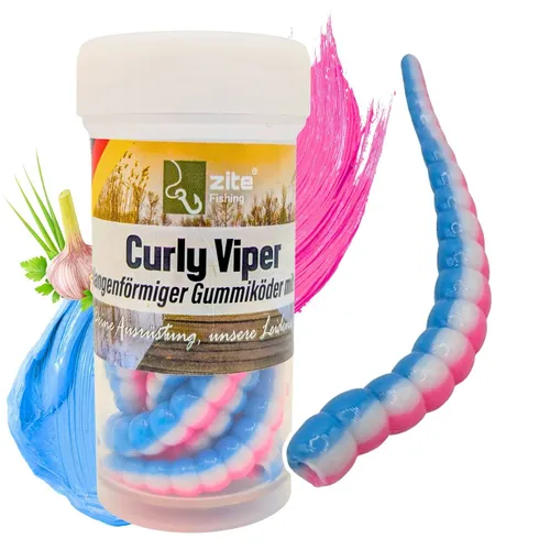 Zite Fishing Curly Viper Universe Knoblauch 6,5 cm 8 Stück von Ultimate Trout Lures