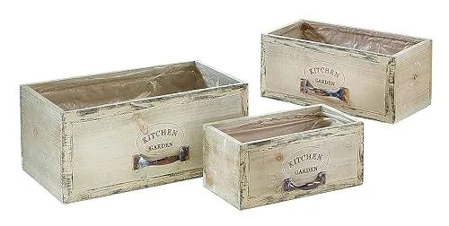 Kobolo Trendige Pflanzschublade im angesagten Vintagelook - Innenbereich geschützter Außenbereich - Beige - one Size