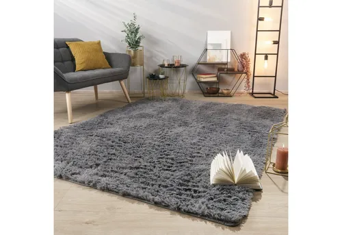 TT Home Teppich, Rechteckig, Höhe: 37 mm, Teppich Wohnzimmer Hochflor Langflor Weich Soft Modernes Einfarbiges D