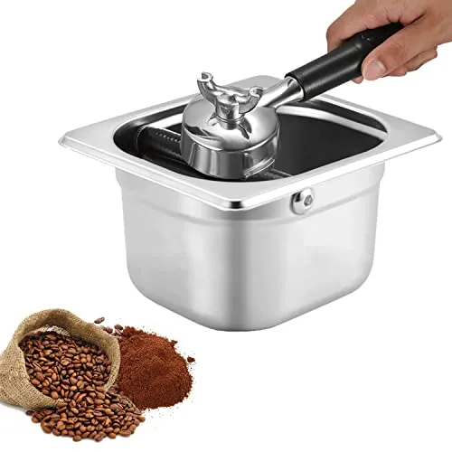 Abklopfbehälter Kaffeesatz Abklopfbehälter für Siebträger EspressoAbschlagbox Stoßdämpfende Espresso Klopfbox ​Abnehmbarer Metall-Klopfstange