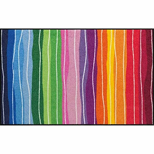 Salonloewe Wavy Lines Fußmatte 75 x 120 cm - Schmutzfangläufer, waschbar und pflegeleicht, ideal für drinnen und draußen, rutschfest und geeignet für Allergiker.