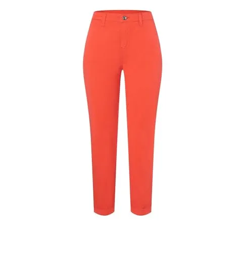 MAC Chino Turn Up Damen Hose - Papaya Orange, Größe 38 - Damen-Hosen, modische Chino mit Turn-Up-Details für einen lässigen Look und hohen Tragekomfort.
