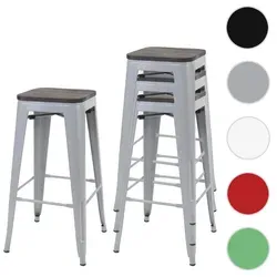 4er-Set Barhocker HWC-A73 - Stilvolle Industriedesign Tresenhocker - Barmöbel mit elegantem Ulmenholz-Sitz und pulverbeschichtetem Metall, stapelbar und platzsparend. Ideal für moderne Einrichtungen, sofort einsatzbereit ohne Aufbau.