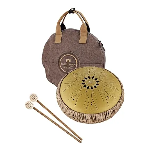 Meinl Sonic Energy MOSTD1G Medium Octave Steel Tongue Drum Gold C-Dur - Percussion Instrument mit 8 oktavierten Tönen, vorgestimmt auf C-Dur (432 Hz) für einen meditativen Klang. Inklusive Nylontasche und Holzmallets.