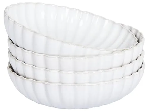 Suppenteller 4er Set NETTLE Steinzeug Cremeweiß - Elegante Suppenteller aus handgefertigtem Steinzeug, ideal für 4 Personen. Zeitloses Design in Cremeweiß, spülmaschinen- und mikrowellengeeignet für höchsten Komfort.