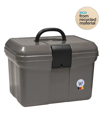 WALDHAUSEN Putzbox ECO, anthrazit - Stallbedarf für Viehhaltung - Hochwertige Putzbox aus recyceltem Kunststoff mit versenkbarem Griff und abschließbarem Schnappverschluss, ideal fürs Turnier.