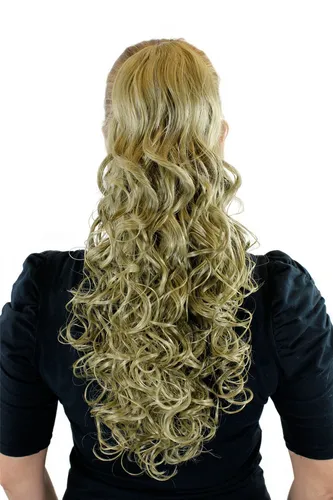 Haarteil Zopf Helles Aschblond ca. 50cm Wetlook Locken Butterfly-Clip XF-0093-24