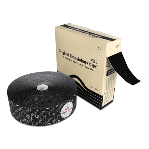NASARA® Kinesiologie Tape 32 m, Schwarz - Kinesio-Tape für effektive physiotherapeutische Anwendungen, wasserabweisend und hautverträglich, mit optimaler Bewegungsfreiheit.