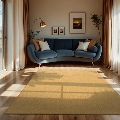 Paco Home Outdoor Teppich Flachgewebe Sisaloptik Modern Einfarbig meliert wetterfest & pflegeleicht Küchenteppich Ideal für Terrasse Balkon Garten, Grösse:120x160 cm, Farbe:Gelb