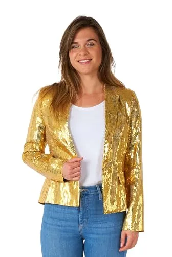 Suitmeister Damen-Blazer mit Pailletten in Gold - Party-Blazer - Weihnachtsfeiern - Stilvolle, Hochwertige Jacke - Gold