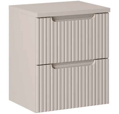 Lomadox Badezimmer Badschrank 50cm in Kaschmir - Eleganter Unterschrank fürs Bad mit gerillter Front, ideal für kleine Badezimmer dank reduzierter Tiefe und Softclose-Schubladen für leises Schließen.