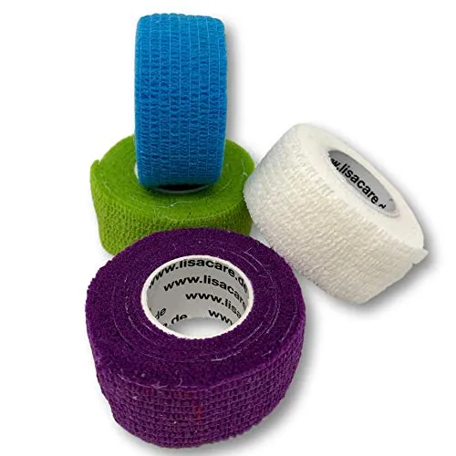 LisaCare sensitive Pflaster - Medizinisches Klebeband - elastisches, wasserfestes, staub- fett- und schmutzabweisendes Pflaster - Farbmix 3-4 Rollen á 2,5cm x 4,5m
