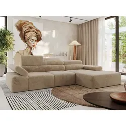 MKS Ecksofa L-Form Beige, 5-Sitzer mit Relaxfunktion