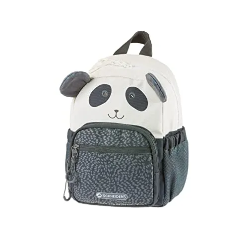 Schneiders Bags Panda Kids Rucksack 27 cm - Dark Grey - Schulranzen für Kindergarten und Ausflüge, leicht mit nur 300g, wasserabweisend und ergonomisch gestaltet für optimalen Tragekomfort.