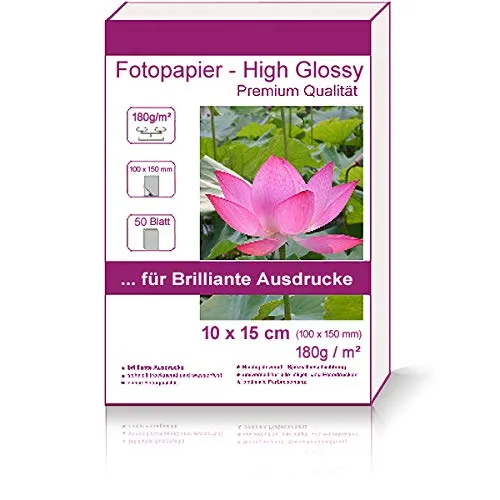 Blatt 10x15cm 180g/m² Fotopapier Hglossy wasserfest Photopapier hochglänzend high glossy wasserfest photopaper photo paper glänzend 180g / m² 180g/qm 10x15 cm 10 x 15 cm 100