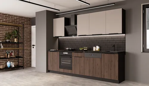 Küche MONZA ARONA BASIC 280 Küchenzeile in beige von Küchenpreis-Bombe