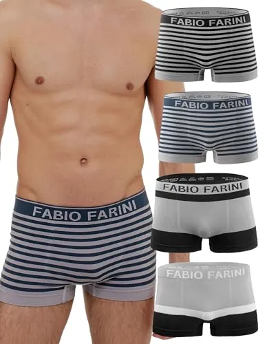 Fabio Farini - 4er-Pack Seamless Boxershorts Unterhosen Männer aus Microfaser, Nahtlose Retroshorts für Herren im Multi-Set - Set 2 XL